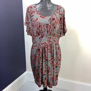 ELLE Empire Waist Dress SZ XL Abstract Floral